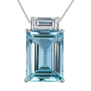 Emerald Cut Aquamarine & Baguette Pendant