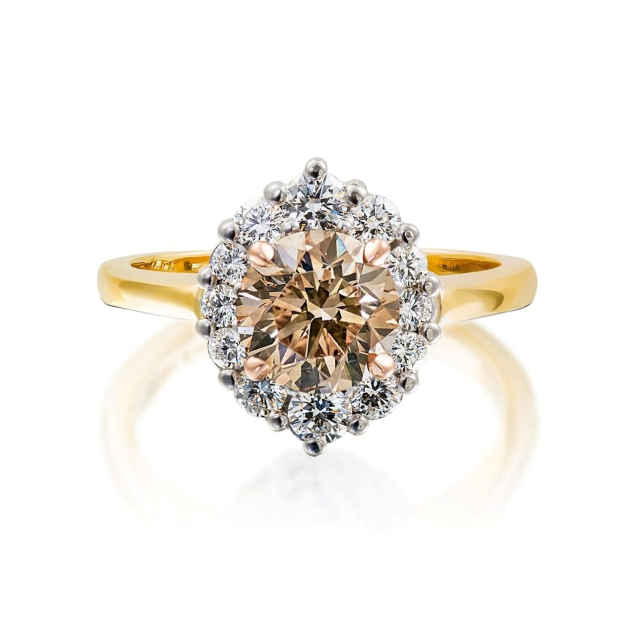 Champagne & White diamond cluster ring