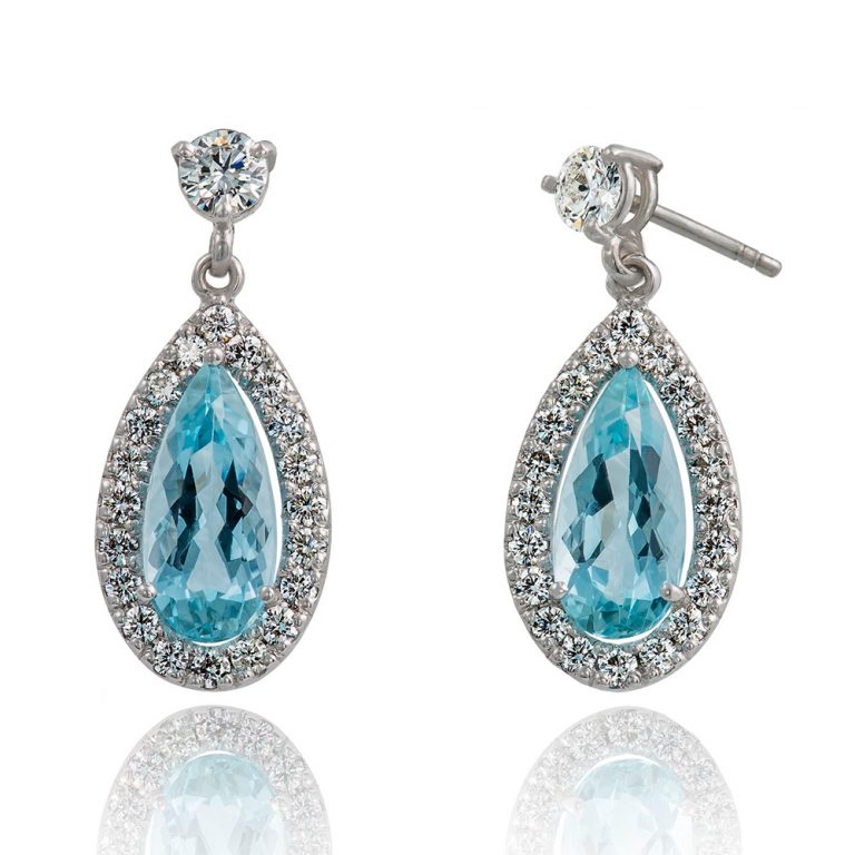 Aquamarine And Diamond Drop Earrings Holloway Diamonds