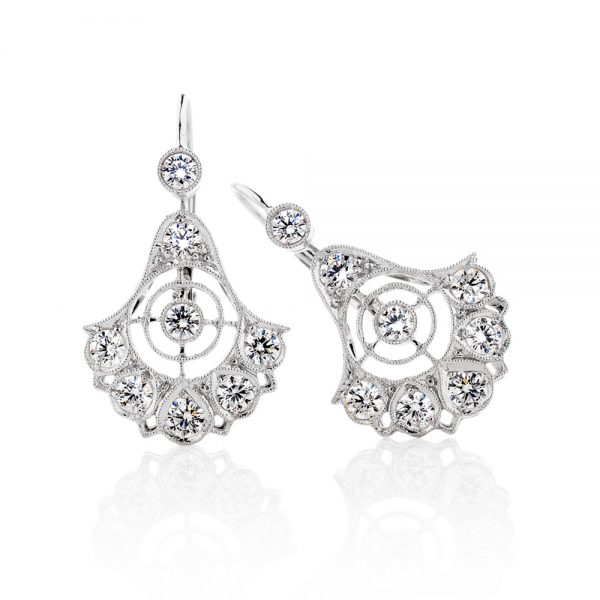 Chandelier Filigree Drop Diamond Earrings