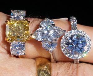 Different shapes of diamonds in sunlight