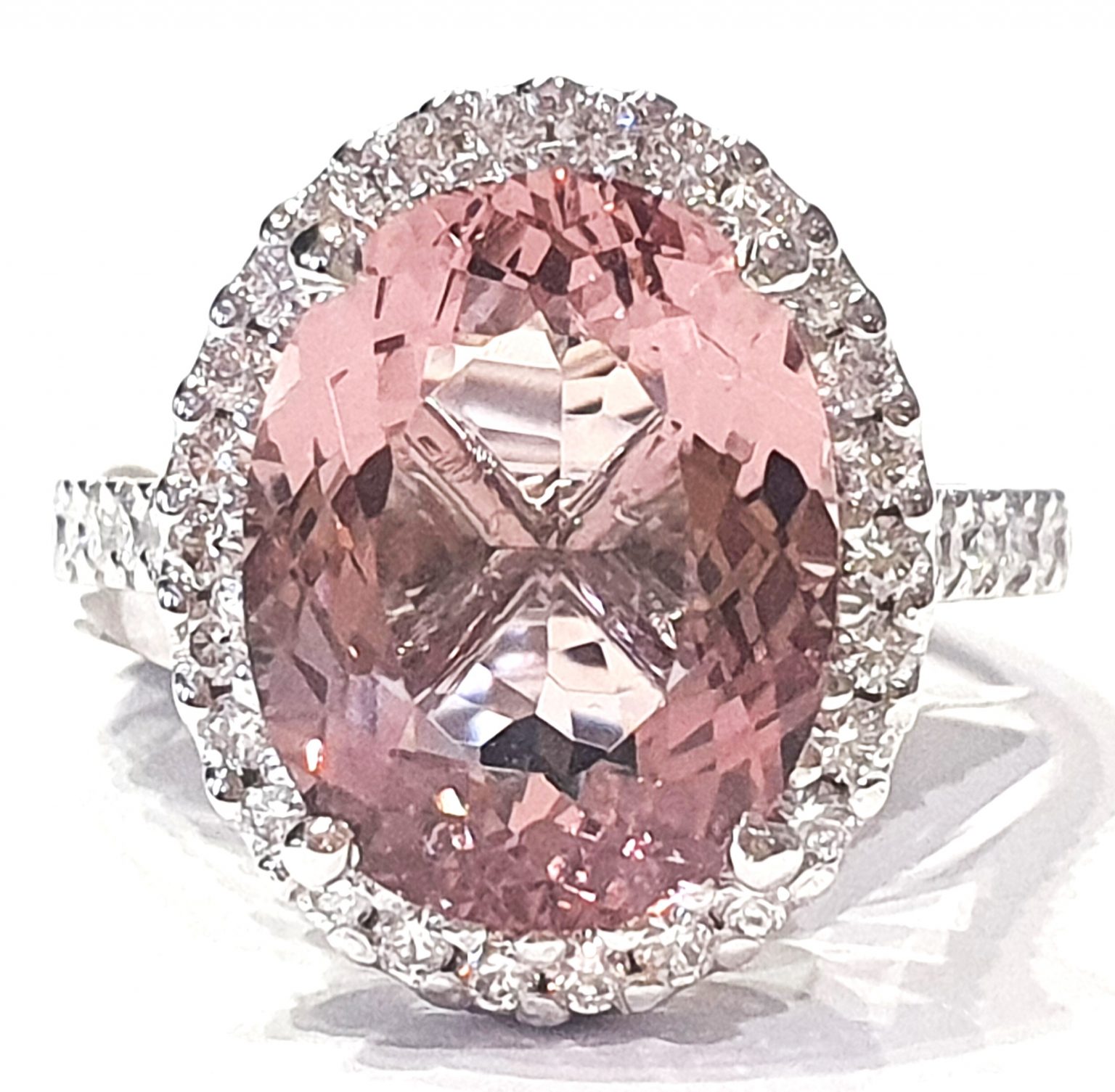 5ct Pink Morganite Diamond Halo Ring