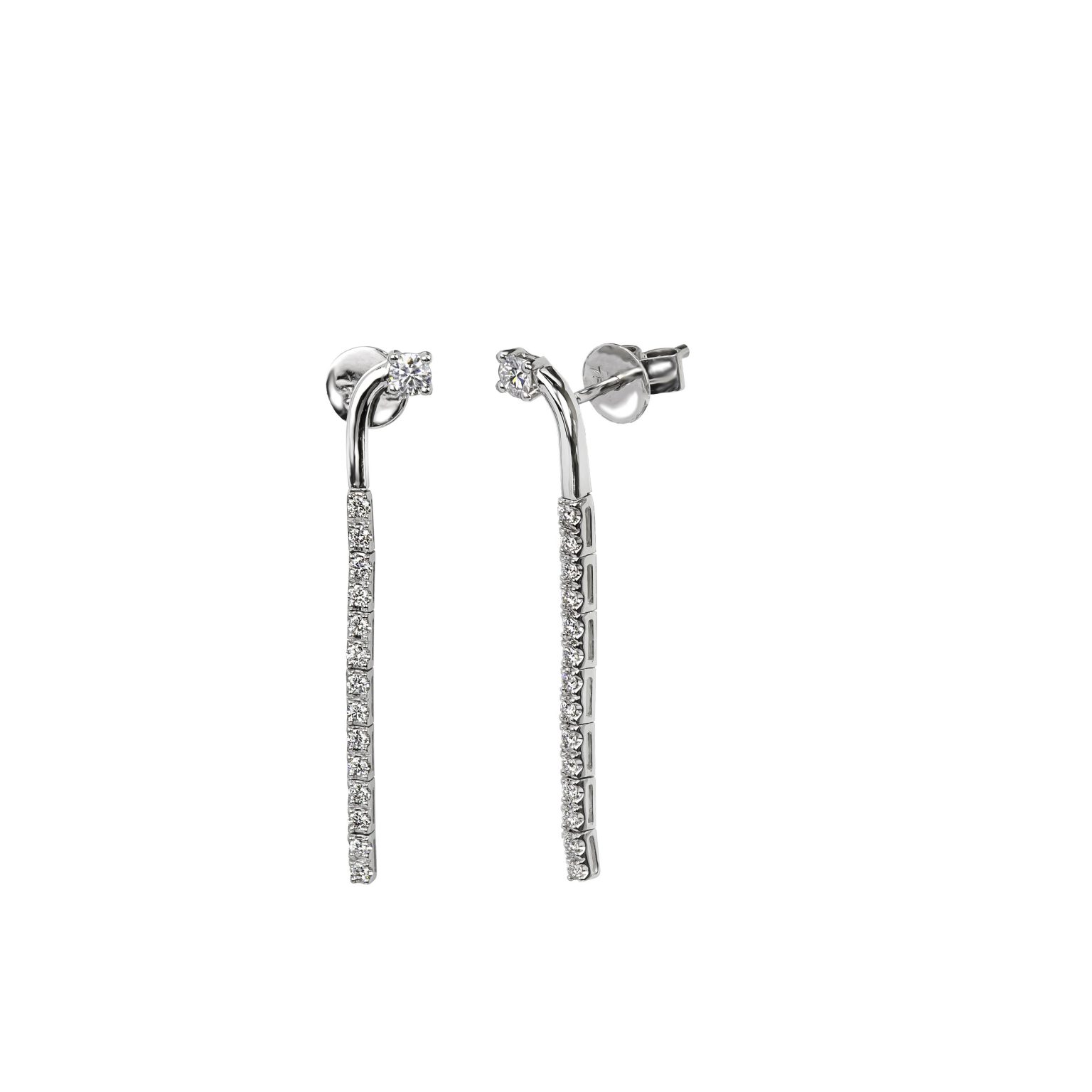 Articulating drop diamond earrings