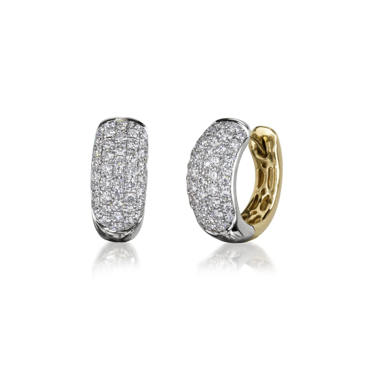 Pave Set Dome Diamond Hoop Earrings