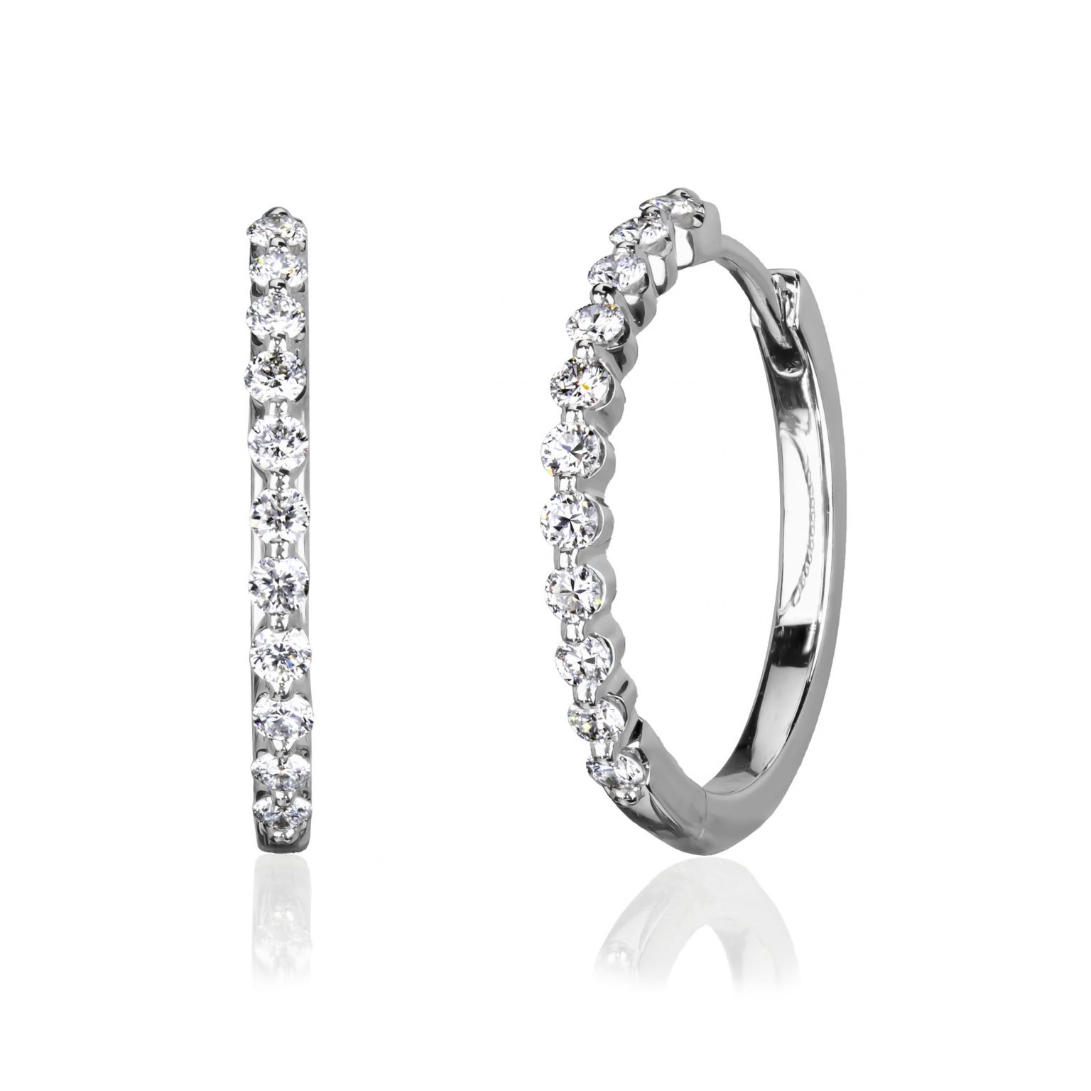 Claw Set Diamond Hoop Earrings