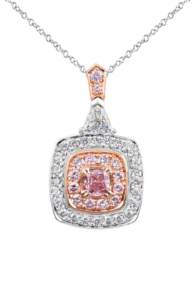 White & pink diamond from Argyle pendant - Holloway Diamonds