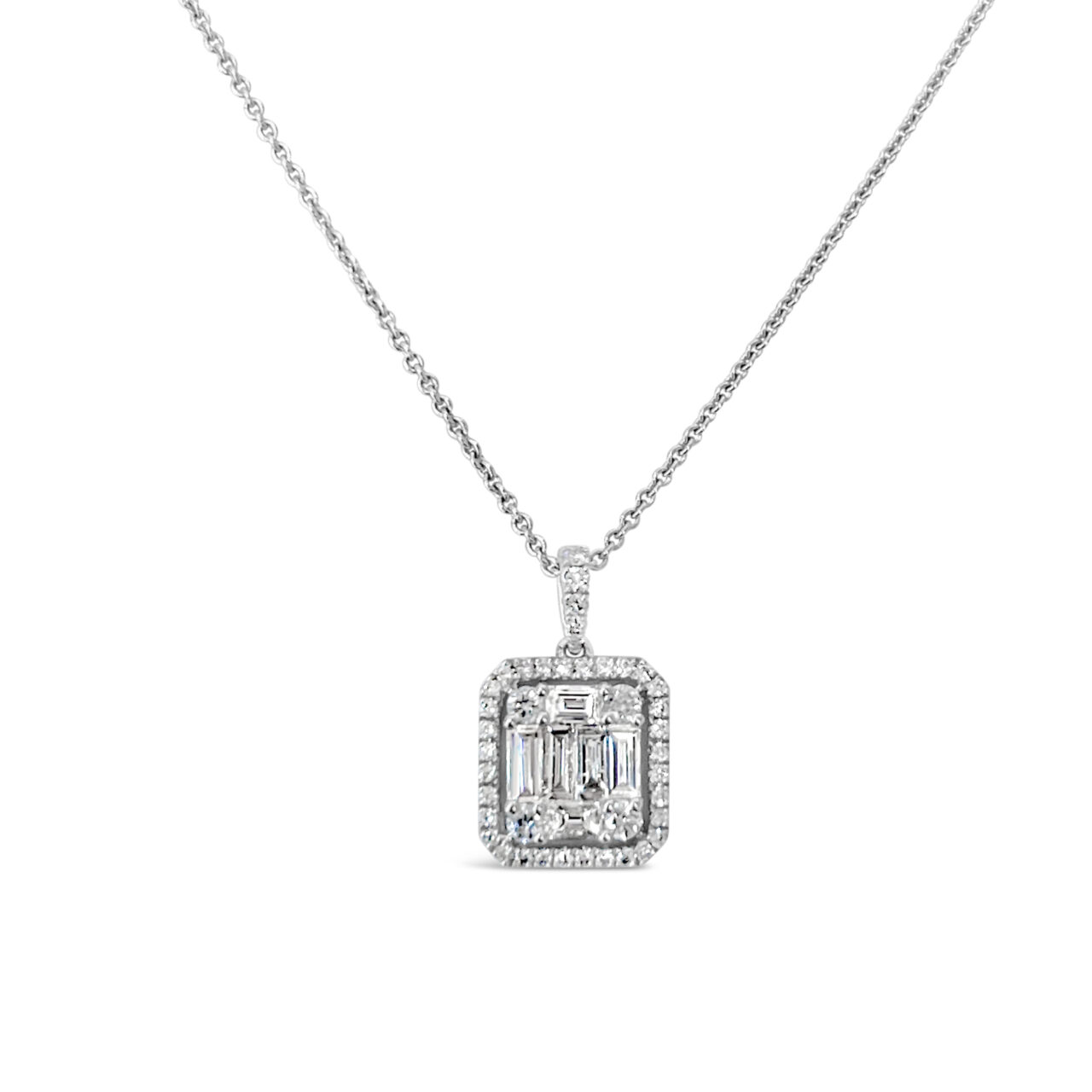 Baguette & Brilliant Cut Diamond Pendant