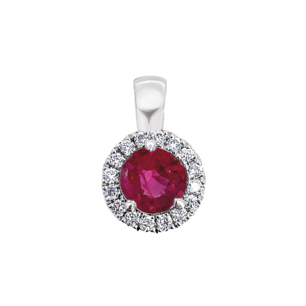 Ruby Diamond Halo Pendant