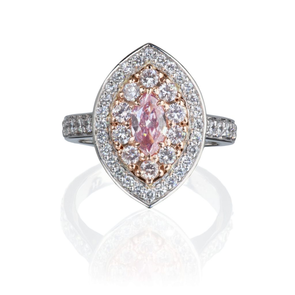 Marquise Cut Pink Diamond With Double Halo Ring Holloway Diamonds