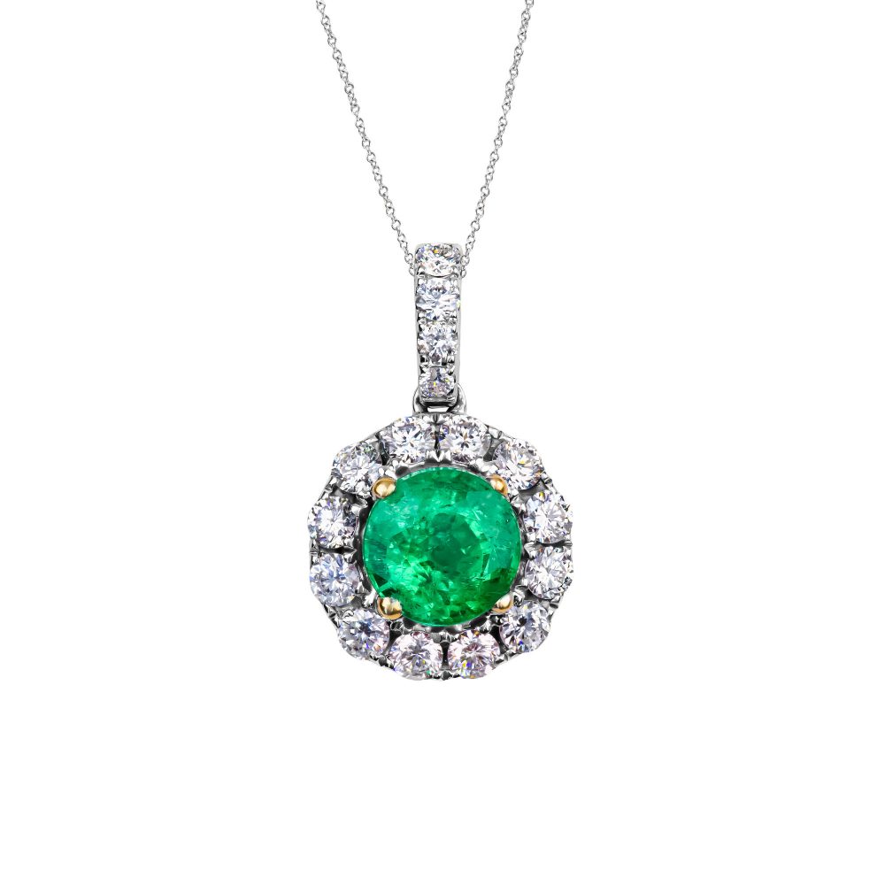 Emerald & Diamond cluster pendant - Holloway Diamonds