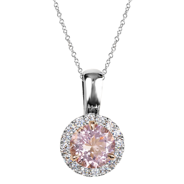 Morganite diamond pendant