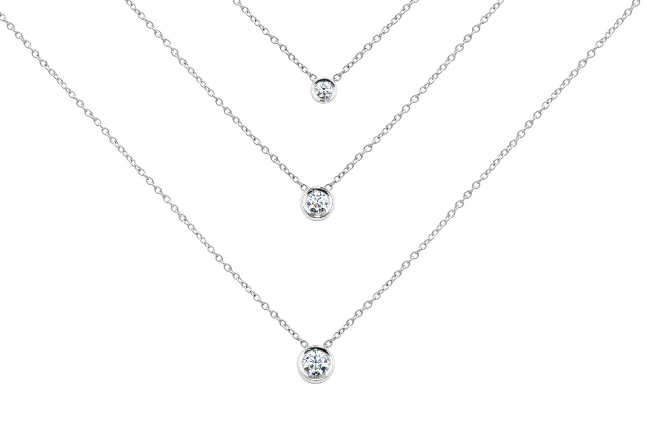 Bezel Set Solitaire Diamond Necklace - Small