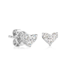 Heart shaped diamond studs with 6 round brilliant cut diamonds