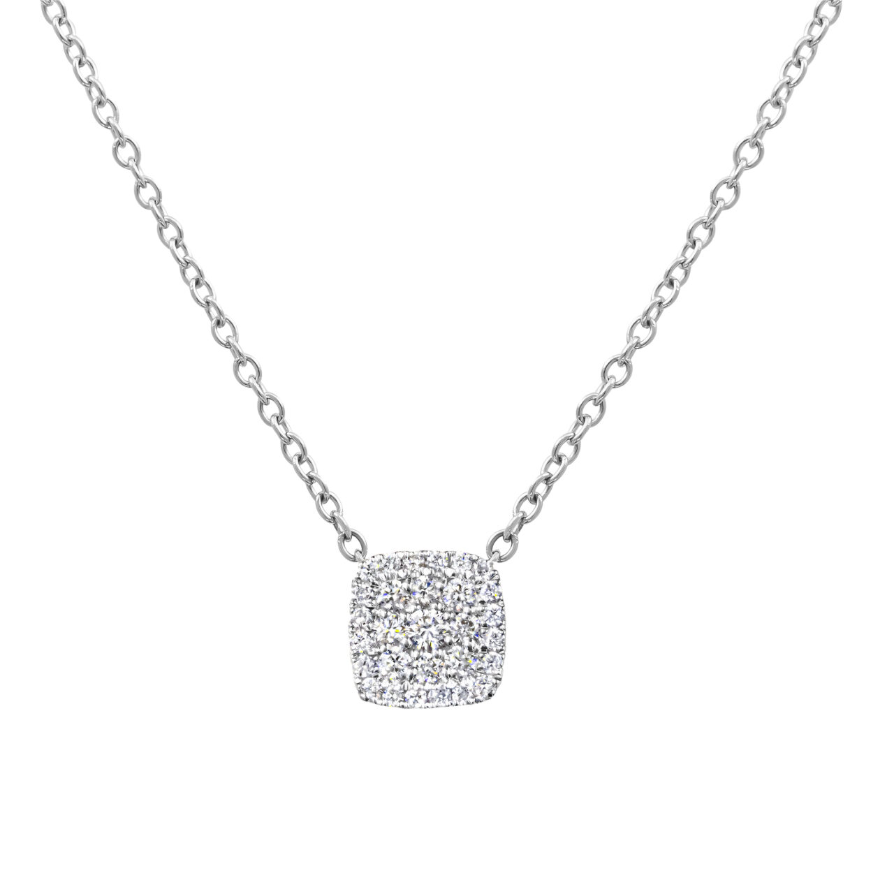 Diamond Pendant Square Necklace