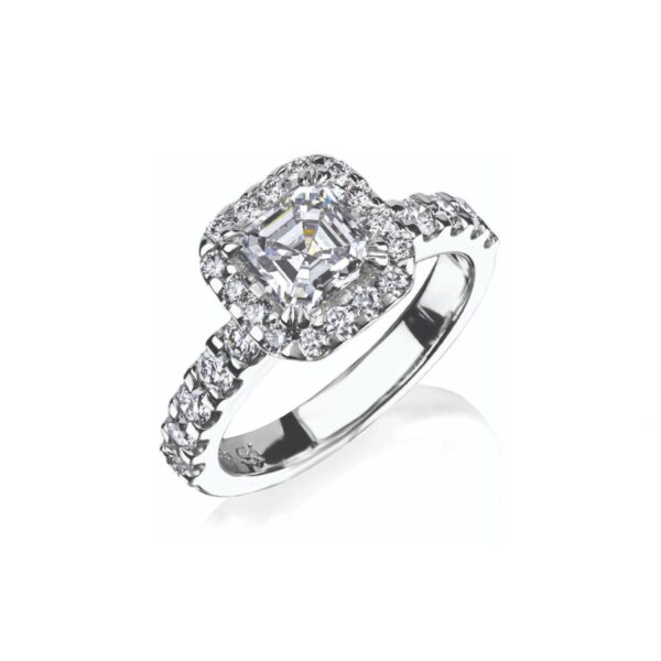 Asscher cut Diamond Engagement Ring with Halo