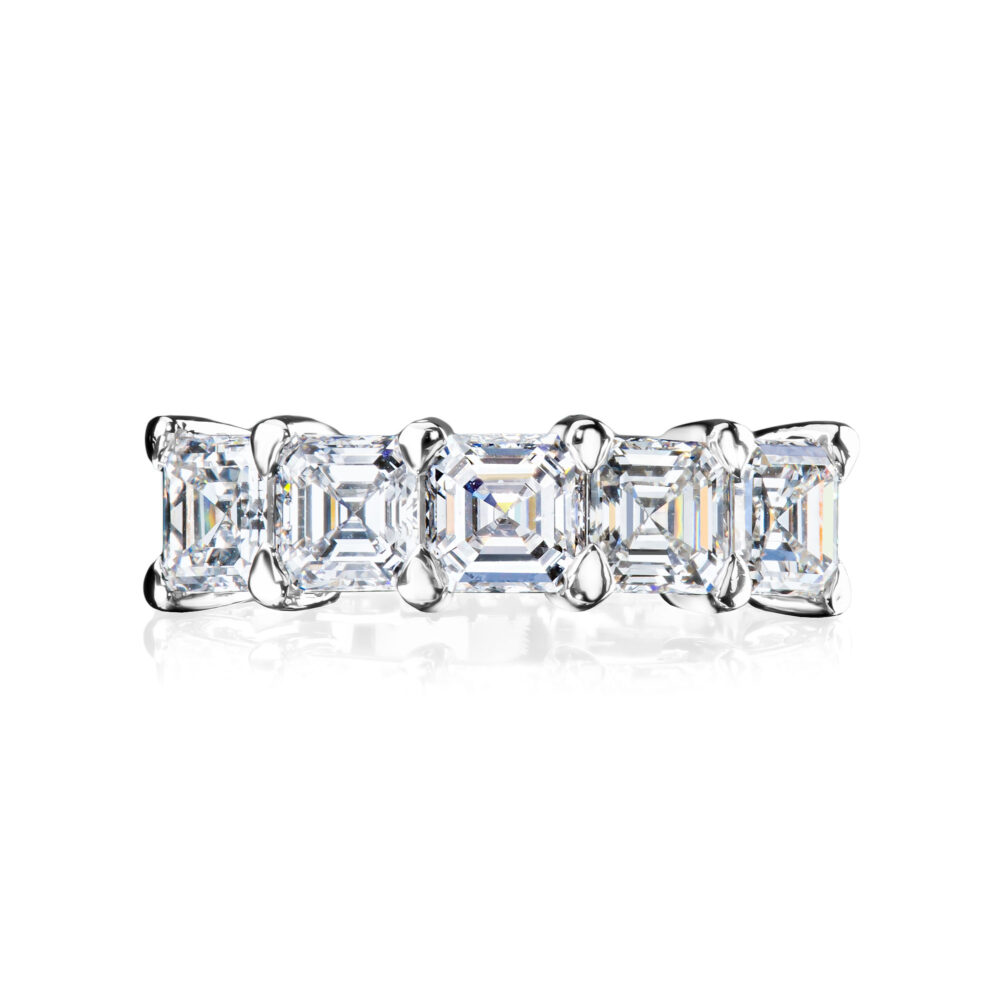 5 across asscher cut diamond band