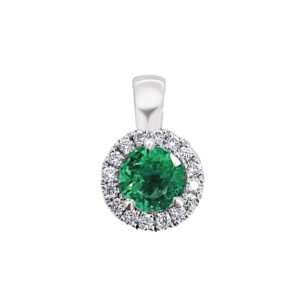 Emerald Diamond Halo Pendant