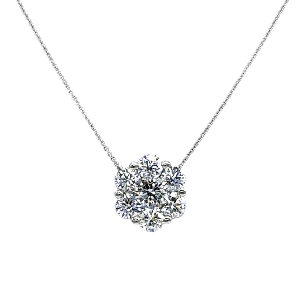 Diamond Cluster Pendant Necklace