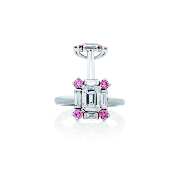 Baguette and Pink Diamond Ring