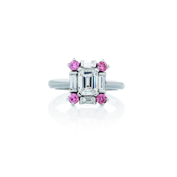 Baguette and Pink Diamond Ring