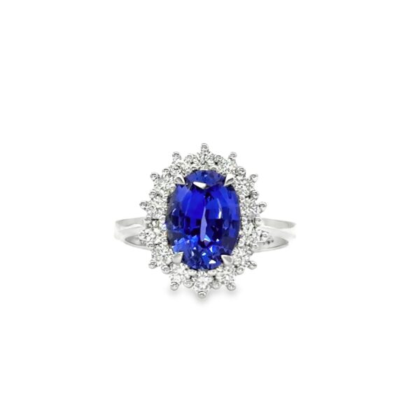 Sapphire & Diamond Halo Ring