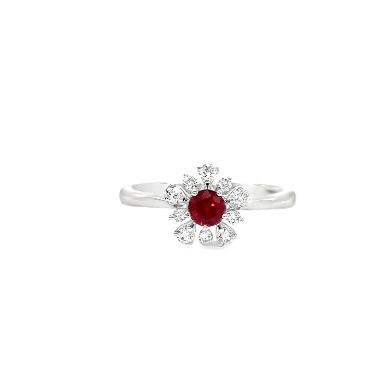 Ruby & Flower Diamond Ring