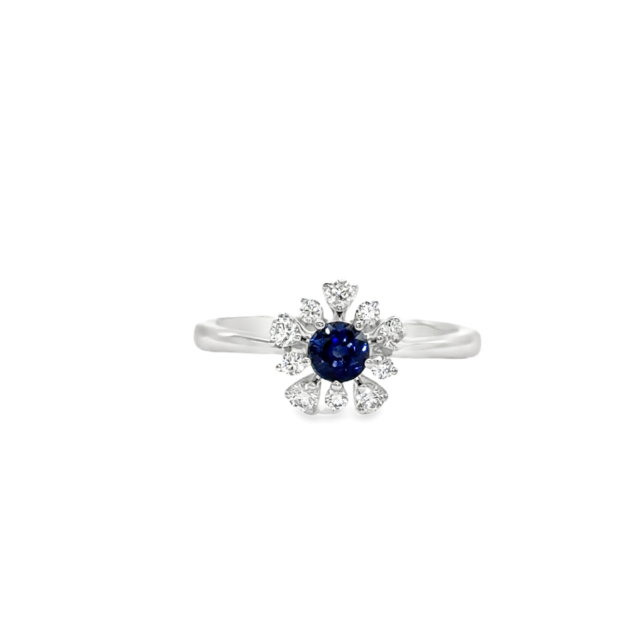 Sapphire & Diamond Flower Ring