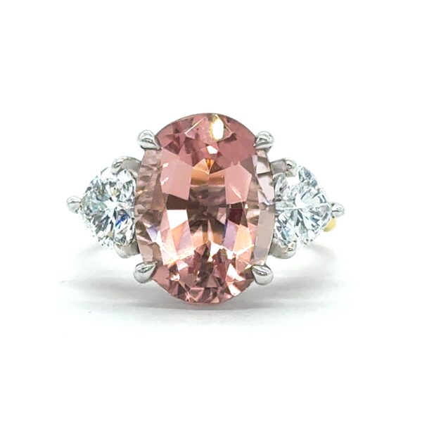 Morganite & Heart Shaped Diamond Ring