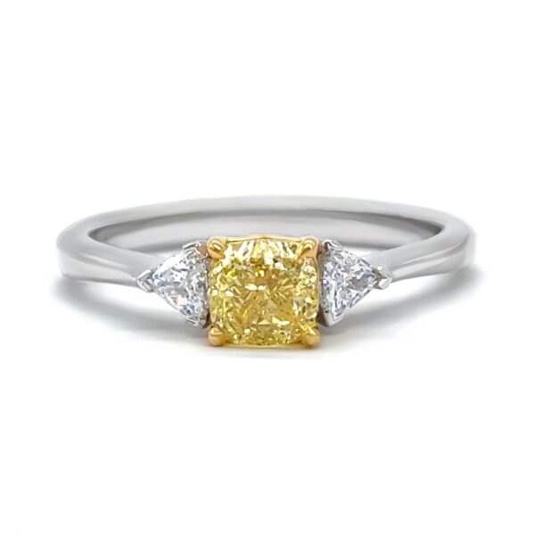 Yellow Diamond & Trilliant Diamond Ring