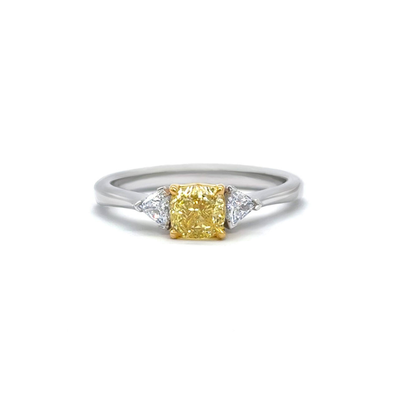 Yellow Diamond & Trilliant Diamond Ring