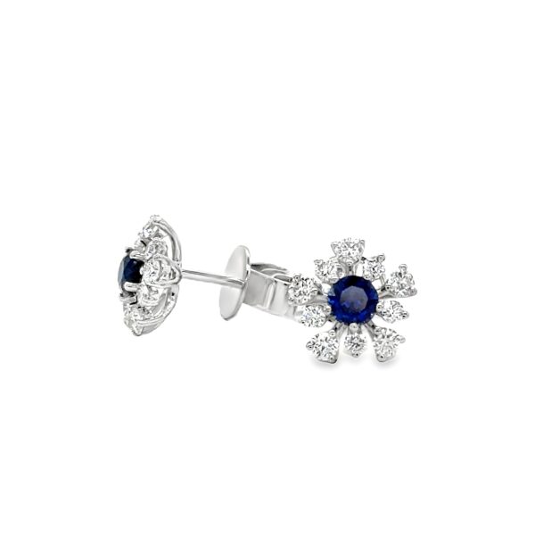 Sapphire & Diamond Flower Earrings