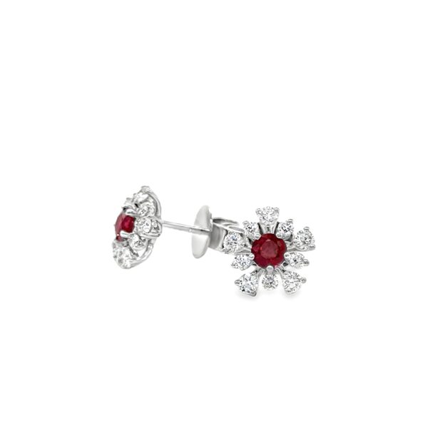 Ruby & Diamond Flower Earrings