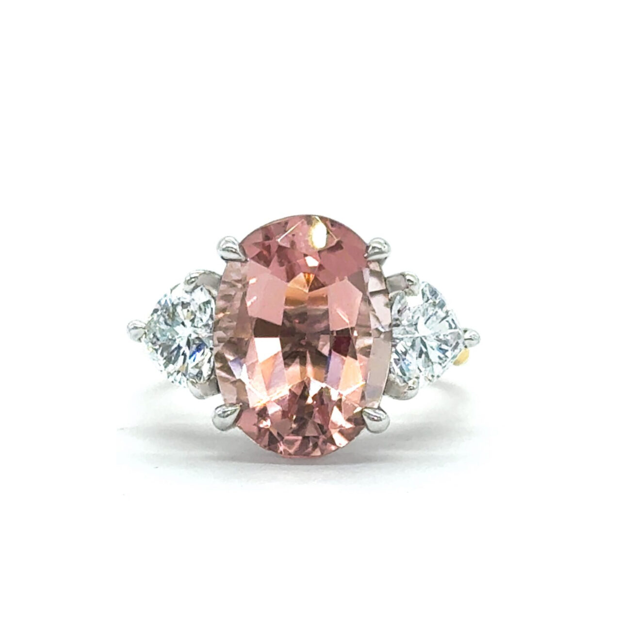 Morganite & Heart Shaped Diamond Ring