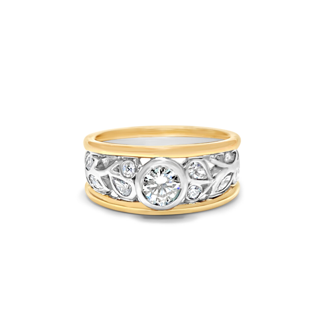 Round Brilliant Cut Diamond Vine Ring