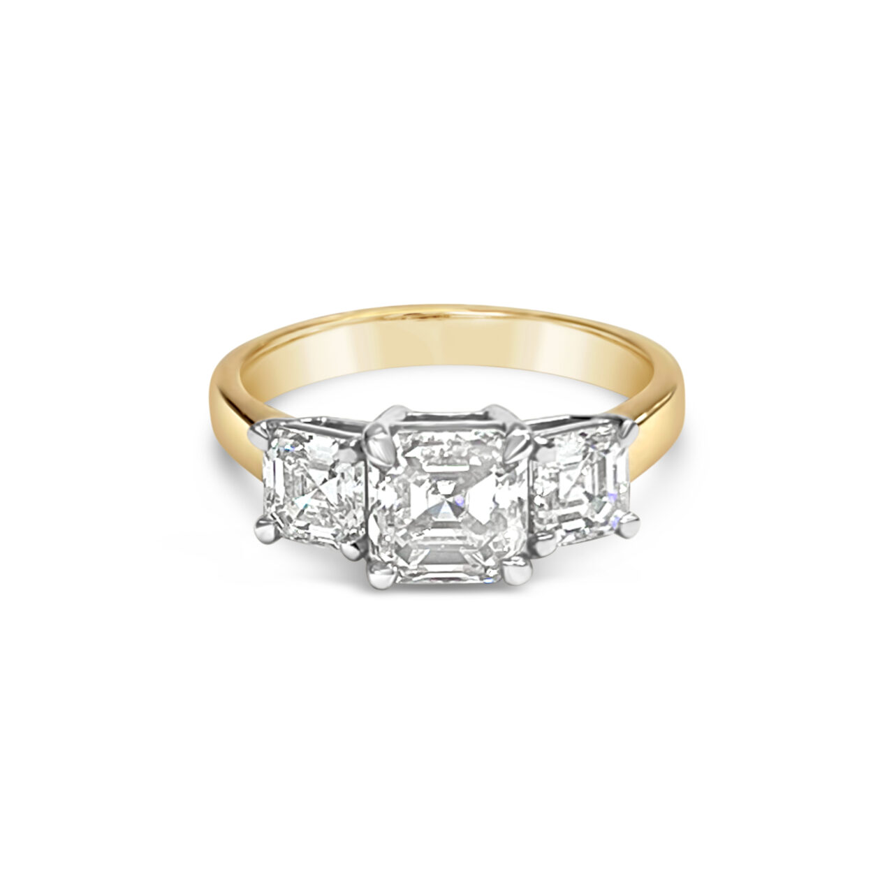 Asscher Cut Trilogy Ring