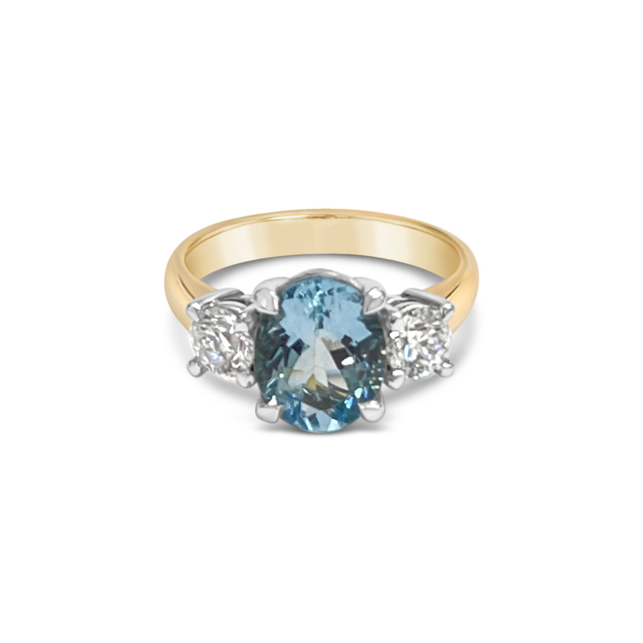 Three Across Aquamarine & Diamond Ring