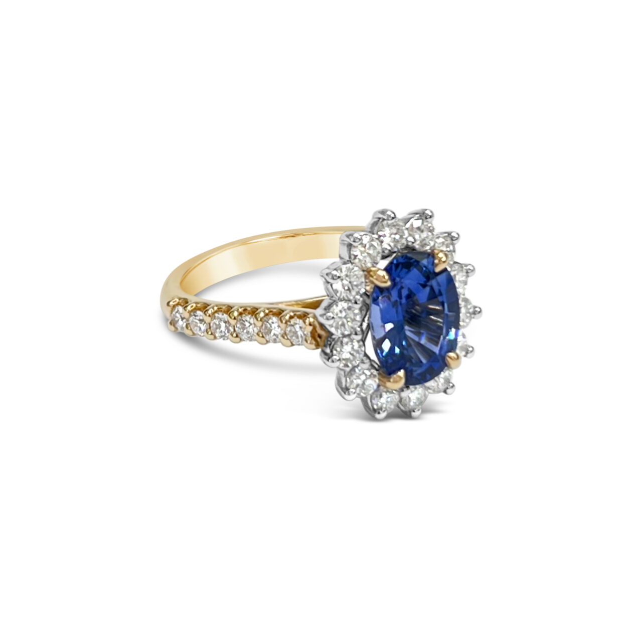 3.20ct Sapphire & Diamond Halo Ring - Image 2