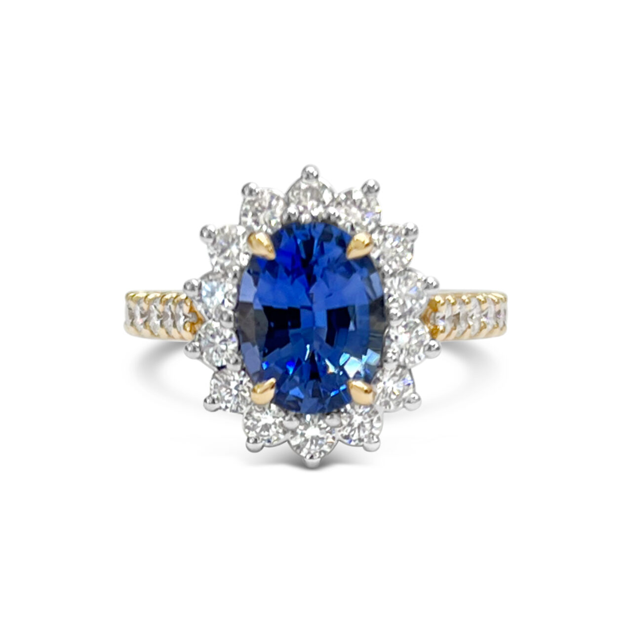 3.20ct Sapphire & Diamond Halo Ring